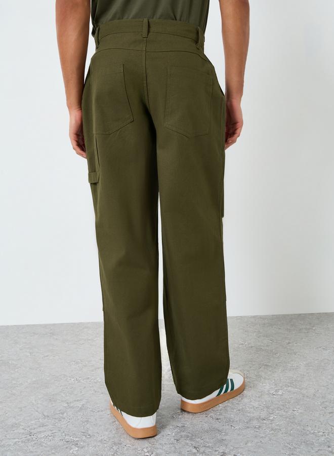 Styli Men Olive Green Baggy Carpenter Pant - Image 3
